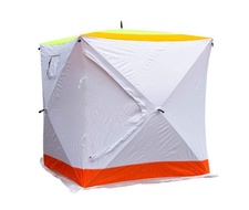 фото Зимняя палатка КУБ Indiana 200x200x225 два входа (цвет белый, оранжевый)