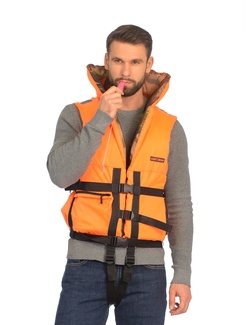 фото Жилет спасательный Huntsman Двусторонний ПР цвет Оранжевый/Лес ткань Оксфорд