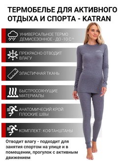 фото Женское спортивное термобельё KATRAN МОНТАНА (+10°С до - 10°С) серое
