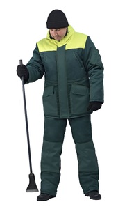 фото  Зимний костюм для работы URSUS "Буран" зелёный с жёлтым (Смесовая Грета) -25°C
