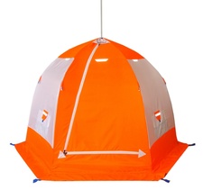фото Палатка для зимней рыбалки "Зонт" Пингвин 2 (1-сл, с дышащим верхом) оранжевый-белый