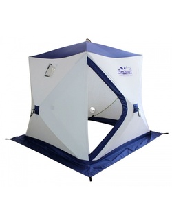 фото Палатка куб для зимней рыбалки СЛЕДОПЫТ Эконом (2-х местная, 3 слоя) бело-синий