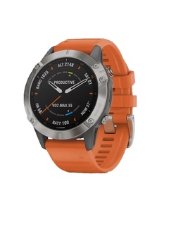 фото Garmin FENIX 6 Sapphire титановый (010-02158-14) с оранжевым ремешком