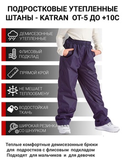 фото Подростковые утепленные осенние брюки KATRAN Young (дюспо, синий)
