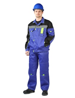 фото Костюм "РОЛЬФ" куртка/полукомб. ВАСИЛЁК/ЧЁРНЫЙ/ЛИМОН