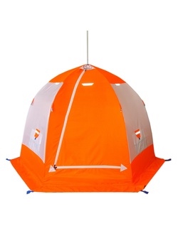 фото Палатка для зимней рыбалки "Зонт" Пингвин 2 (1-сл.) оранжевый-белый