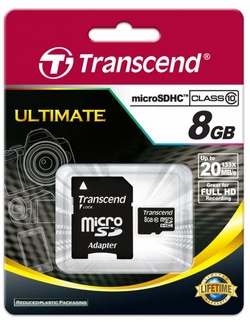 фото Карта памяти Transcend 8Gb (HC), с переходником SD